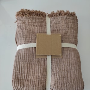 Brown Muslin Blanket – Reversible 4 Layer Gauze Throw, Soft 100% Cotton Bedspread, Adult Muslin Bed Cover with Size Options