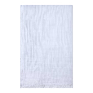 Muslin Blanket Throw 4 Layers Bedspread Soft Turkish 100% Cotton Muslin Bed Cover Reversible Coverlet Lightweight White with Size Options