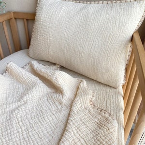 Organic 100% Cotton Baby Muslin Duvet Cover Set, 4 Layers Crib Set, Gauze Baby Blanket Cover, Nursery Bed Essentials Baby Essentials Bedding
