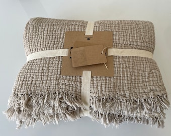 Mink Muslin Blanket – 4 Layer Soft 100% Turkish Cotton Gauze Throw, Adult Bedspread, Muslin Bed Cover for All Seasons