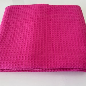 100% Turkish Cotton Waffle Bedspread Coverlet Pique, Honeycomb Bedding Set, 1 Piece, Fuchsia with Size Options.