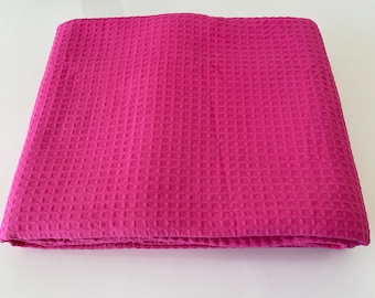 Fuchsia Turkish Cotton Waffle Bedspread: Honeycomb Pique Coverlet