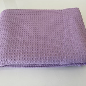100% Turkish Cotton Waffle Bedspread Coverlet Pique, Honeycomb Bedding Set, 1 Piece, Lilac with Size Options.