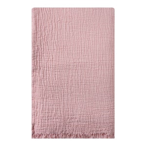 Manta de tiro de muselina 100% algodón, colcha de 4 capas, funda de cama de muselina de algodón turco suave, reversible, colcha, visón