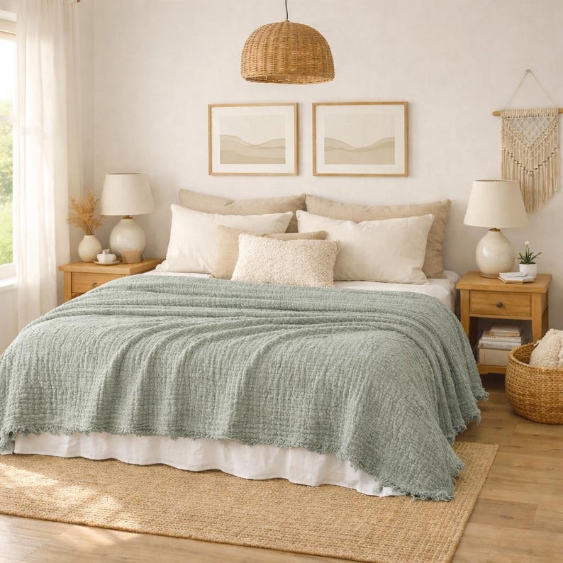 Cooling Cotton Blanket Perfect for Hot Sleepers Gets softer after every wash .
