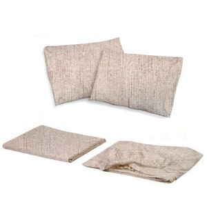 Parure de lit en coton turc beige - Literie rafraîchissante 4 pièces, drap-housse de 30 cm (12 po.) avec poche profonde, draps en coton doux et respirant