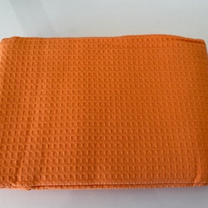 100% Turkish Cotton Waffle Bedspread Coverlet Pique, Honeycomb Bedding Set, 1 Piece, Orange with Size Options.