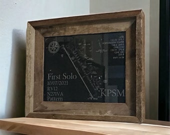 First Solo Flight Plaque • Glass + Black Wood Frame • 8x10 or 5x7 • Custom Pilot Gift • Tail Number, Date, Airport Flight School Graduation