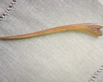 Wooden hair stick 7,9" from the acacia wood with zircon stones, hair pin wood