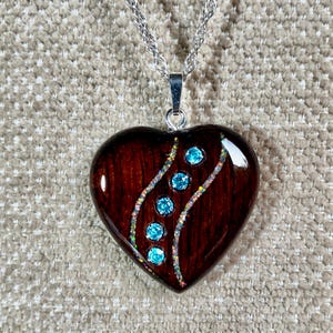 Wooden gift for wife for 5th anniversary - wood necklace for woman-  wooden pendant in the shape of a heart. 18&quot; - 30&quot;.