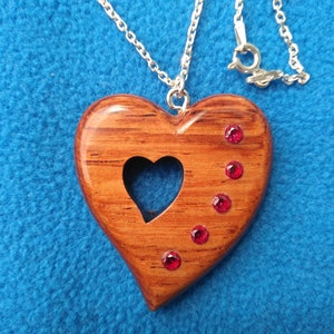 Wooden Heart Pendant - 5th Anniversary Gift for Wife - Wooden Necklace for Wife - Wooden 5th Anniversary Gift for Her - Wooden Jewelry