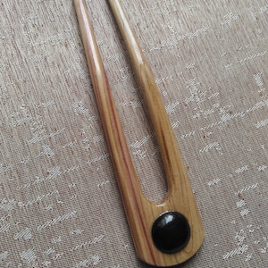 Wooden Hair Fork, 2 prong, Lilac wood, black ebony, hairfork, wooden hairfork, hairpin, hair accessories