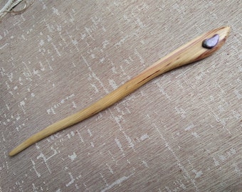 Wooden Hair Stick From the lilac wood, stick with charoite stones, hair pin wood, wooden pin