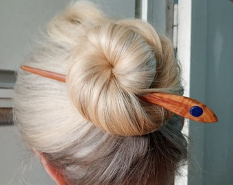 Wooden Hair Stick From the Lilac wood, hair stick wood with natural stone Lapis lazuli,  hair pin wood, hair pin, wooden pin