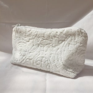 Handmade Quilted Terry Cloth Makeup Bag White Terry Bag -  UK