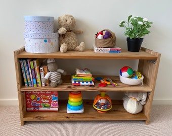 Solid wood Montessori kids shelf small