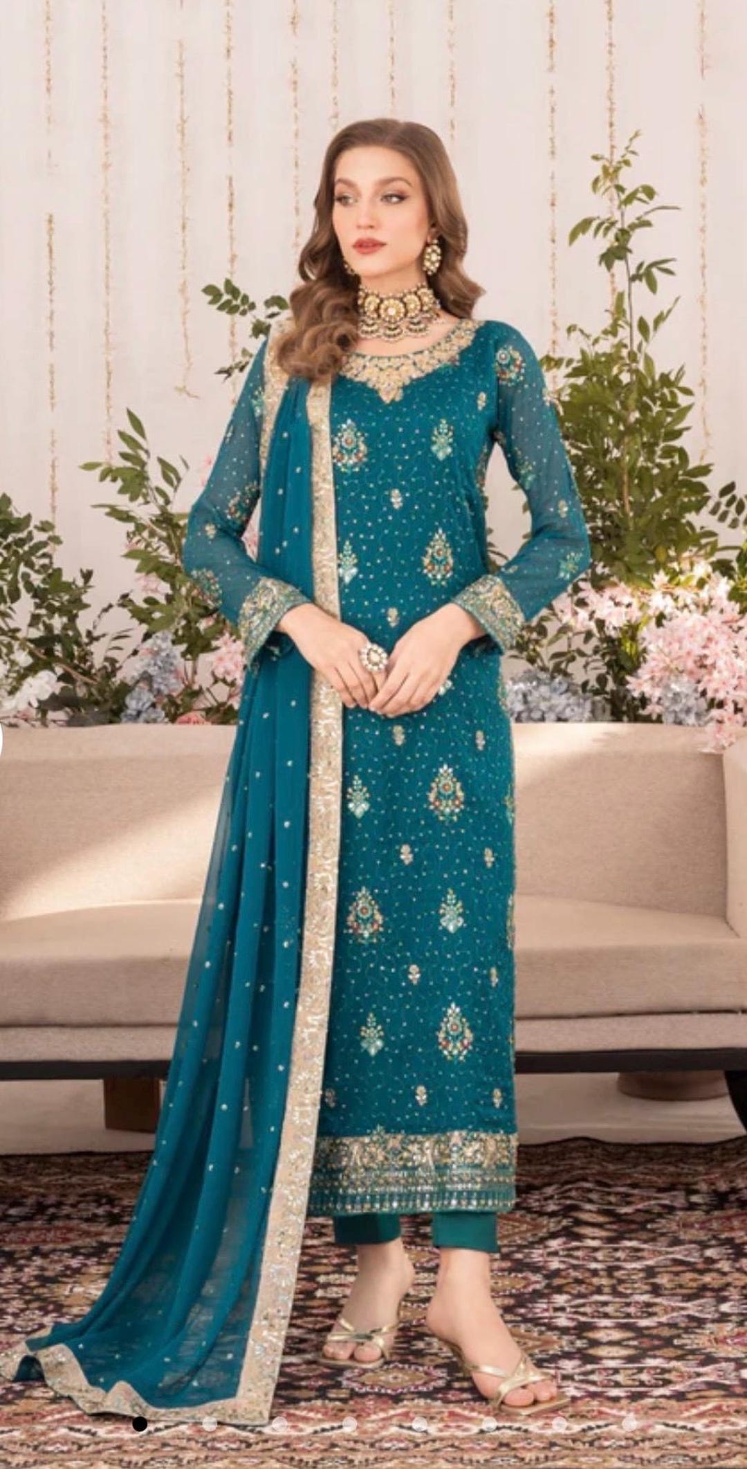 Embroidered Pakistani Salwar Kameez in Premium Chiffon