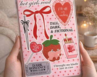 Kindle-invoeging | Boekachtige hete meid | Rood en roze | Kindle-stickers