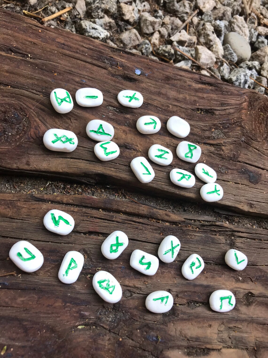 White Green Rune Stones - Etsy