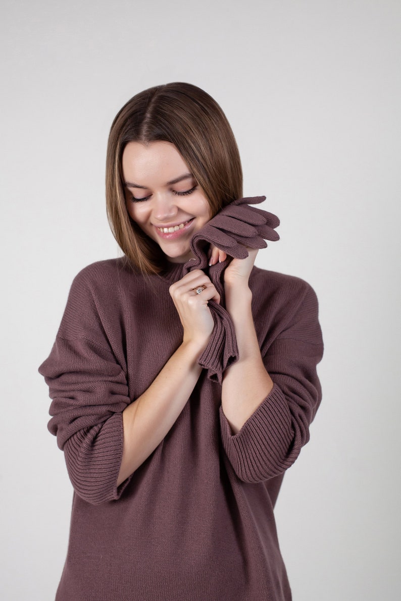 Hand knit cashmere sweater, women's cashmere jumper from Italian Loro Piana yarn image 7