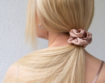 Reine Maulbeerseide Scrunchie elastisches Band Große Karamellfarbe Luxus Geschenk