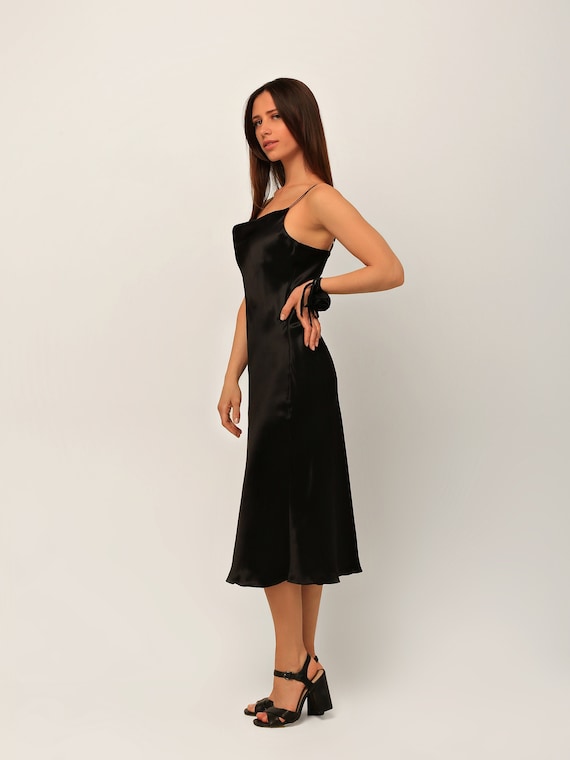 red and black prom dress Black Drape Mock Neck Dress main image 0