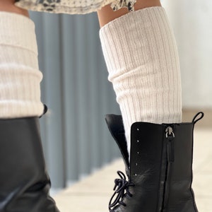 Kaschmir-Stulpen für Frauen, lange Beinwärmer gestrickt Bootmanschetten, Boho Kniestrümpfe