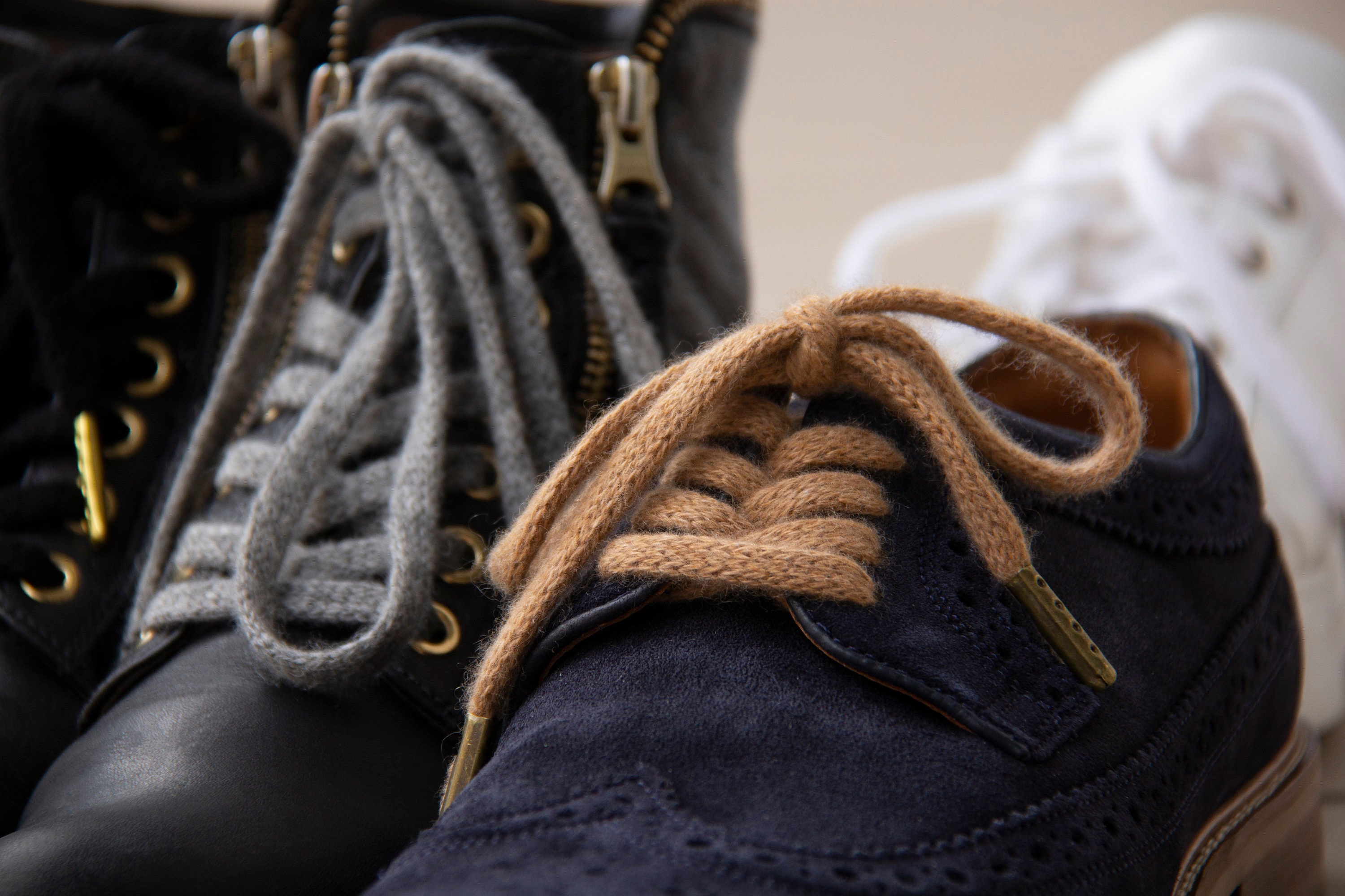 Cashmere Shoelaces: Hand-Knitted Italian Yarn, Vintage Style