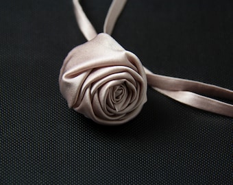Silk Satin Rose Choker: Multiway Tie Necklace