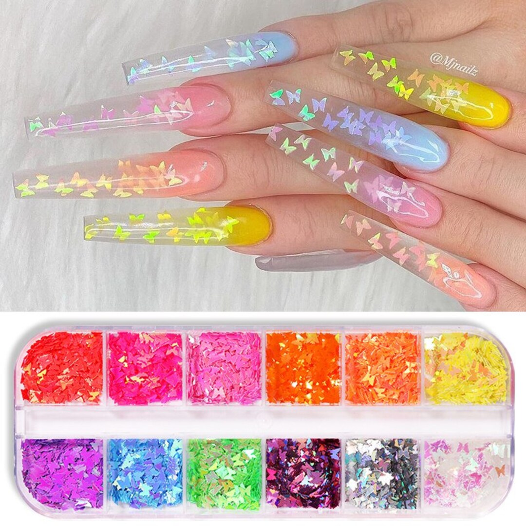 1 Box Butterfly Nail Sequins Holographics Nail Colorful - Etsy