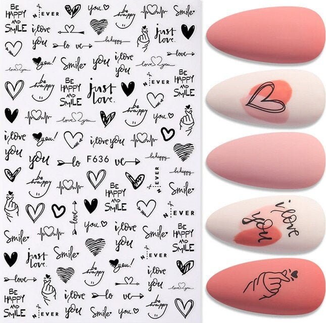 Nail Heart Stickers Nail Art DecalsTattoo Slider Sweetheart Etsy
