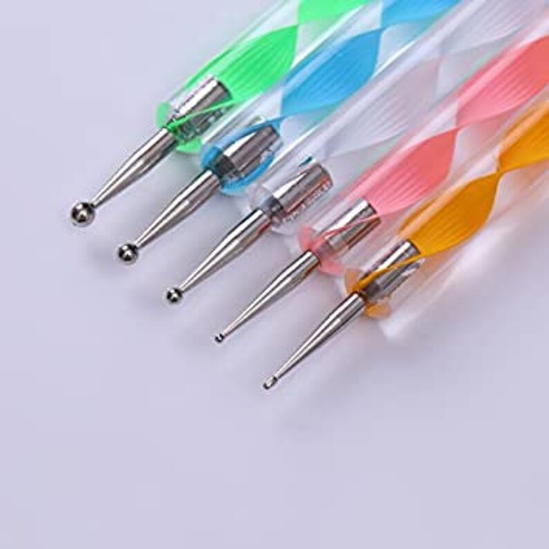 5 Pcs Double Head Dotting Pen Marbleizing Tool Nail Art Dot Etsy