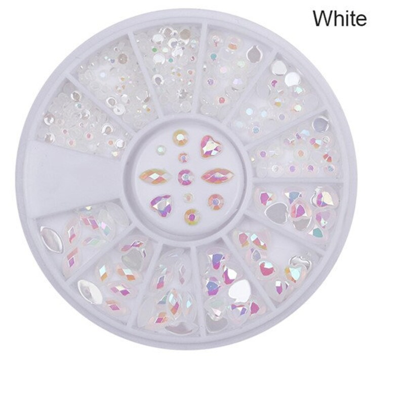 Box Opal Rhinestone AB Colorful Heart flat Bottom 3D Nail Etsy