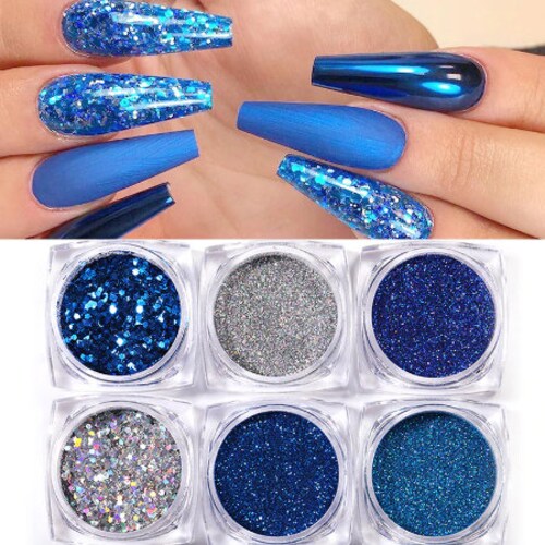 Set of 6 Nail Sequins Colorful Nail Glitter Holographic Nail - Etsy