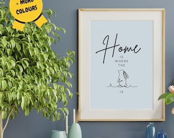 Impressão de amante de coelhos: arte minimalista de coelho, decoração para casa (download digital)