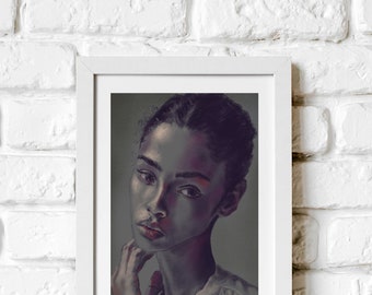 Painting of a Pretty girl with Plaited hair/ Art Print/ Wall Art/ Art Gift
