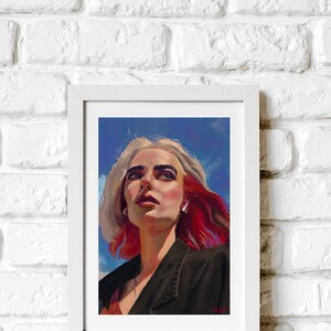 Mädchen mit Himmel Hintergrund Malerei/ A3 Kunstdruck/ A4 Kunstdruck/ A5 Kunstdruck/ A6 Kunstdruck/ Wandkunst/ Wanddekoration/ Wanddekoration