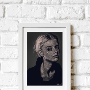 Scribble Portrait Female Art/ Wall Art/ Art Gift