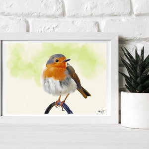 Rotkehlchen Vogel Malerei/ Landschaft/ Vogelliebhaber/ Wandkunst/ Vogel Kunstdruck/ A3/ A4/ A5/ A6/ Wohnkultur/ Kunst geschenk