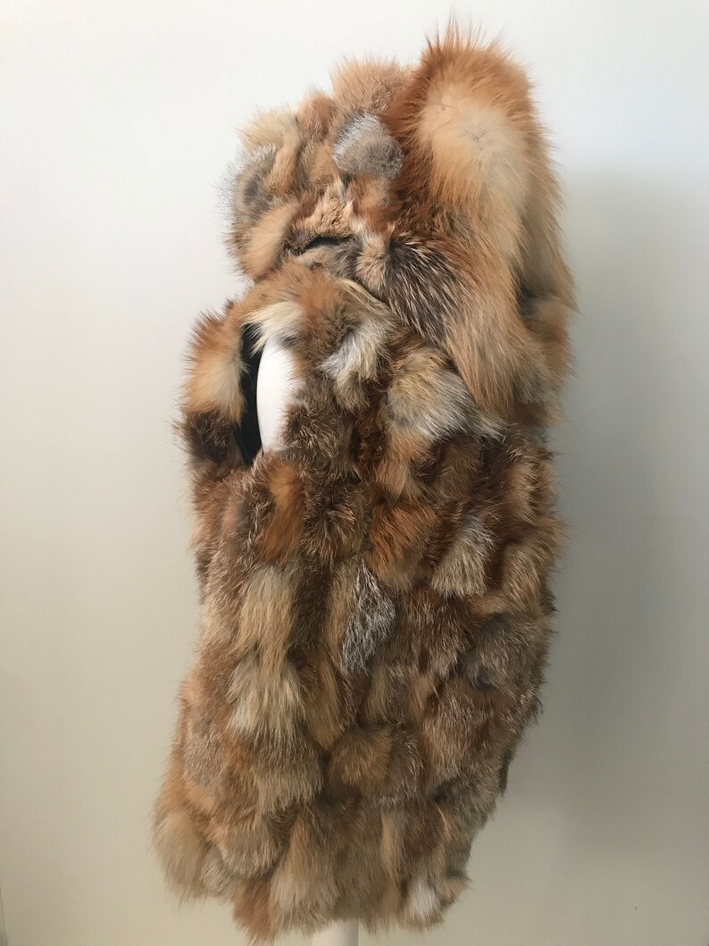 Women vest fox fur and leather