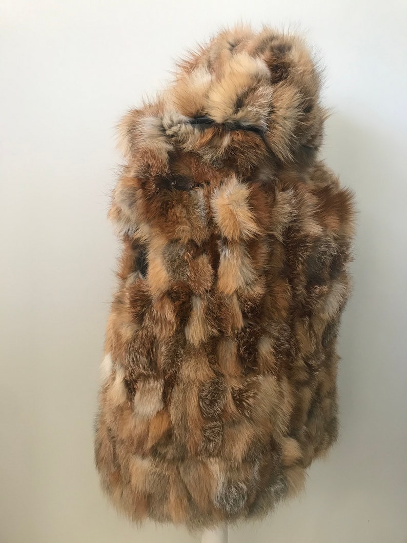 Women vest fox fur and leather