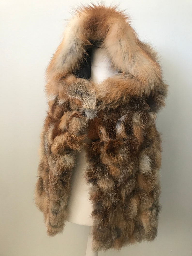 Women vest fox fur and leather