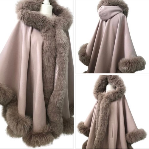 Fur Trim Satin Cloak Cape Shawl Cover Wedding Coat Renaissance | Etsy