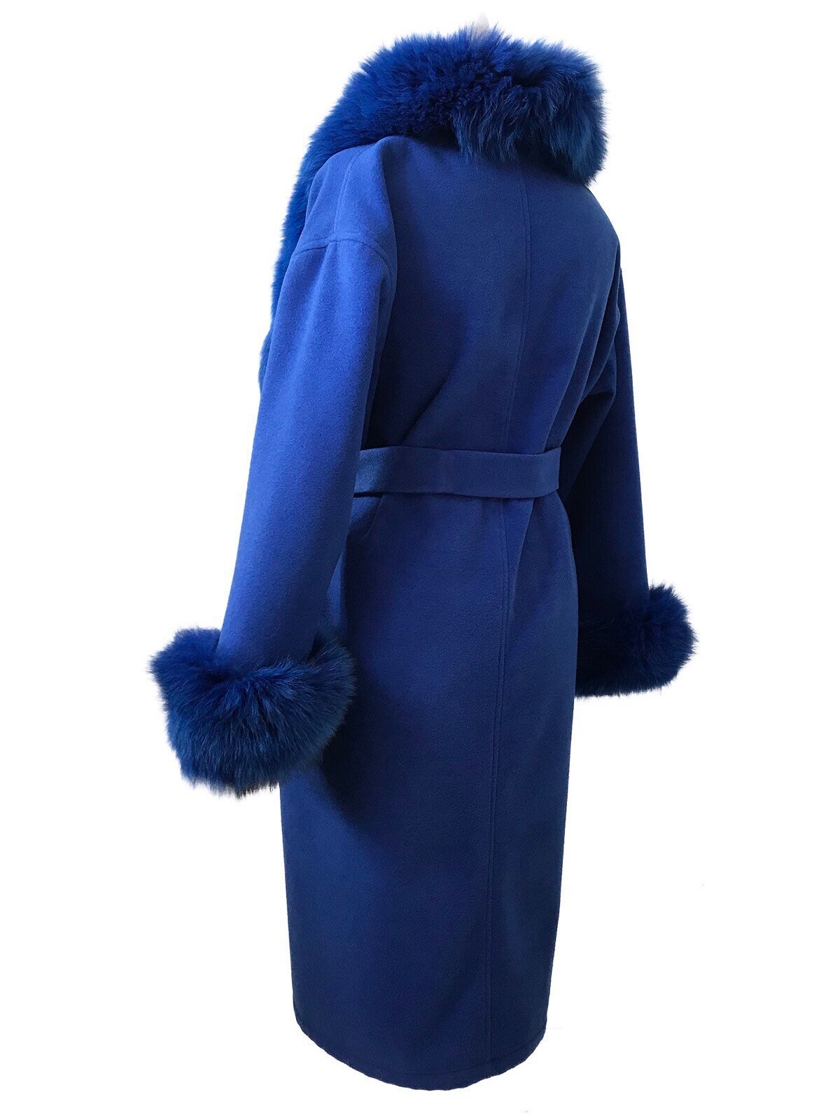 Women Royal Blue Coat Long Cashmere and Trim Arctic Fox Fur Etsy
