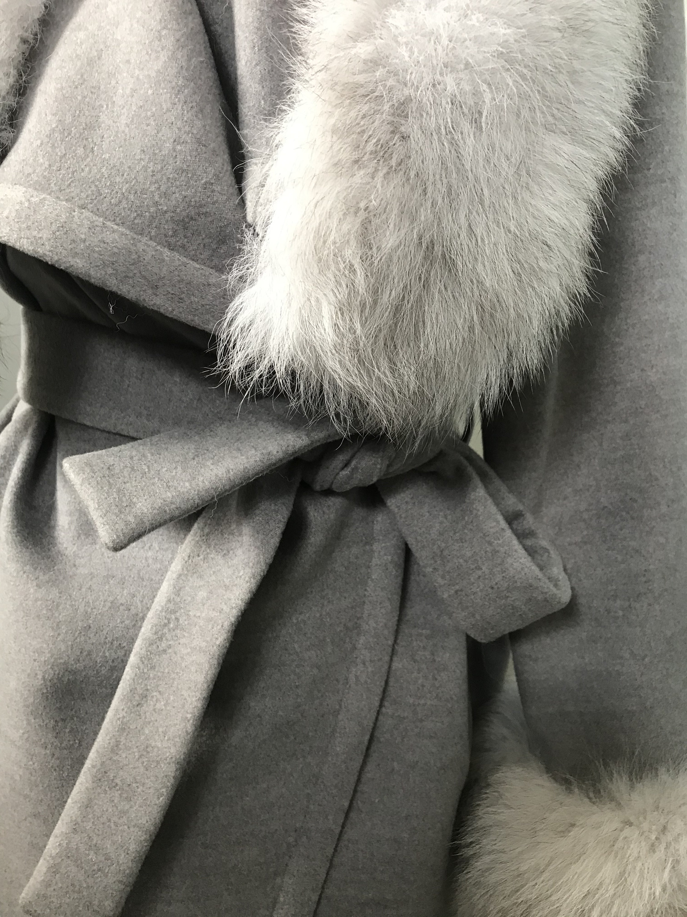 Women Gray Coat Long Cashmere and Trim Arctic Fox Fur Wrap - Etsy