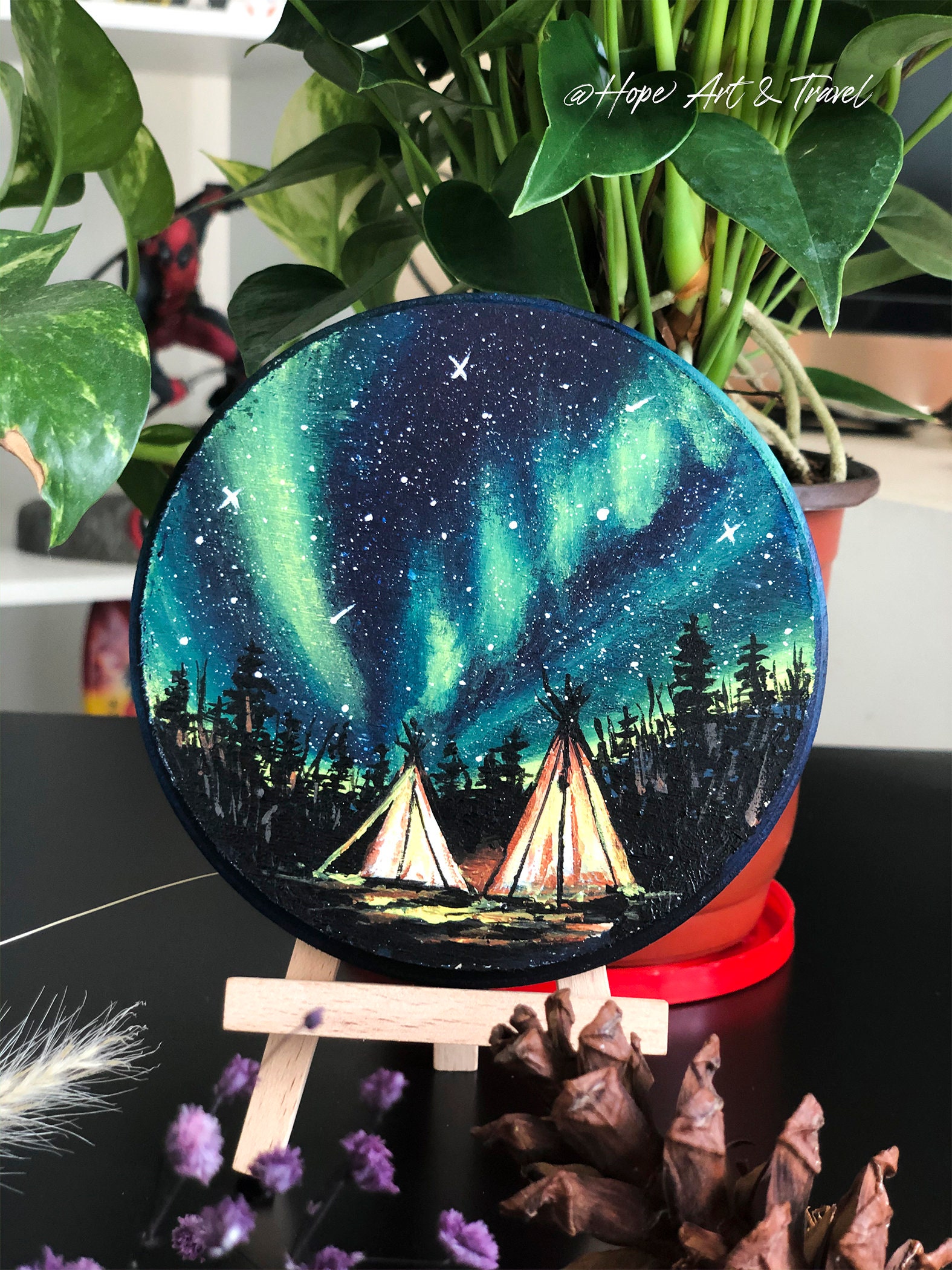 Original HandPainted Wooden Coaster with Acrylic Painting and Etsy