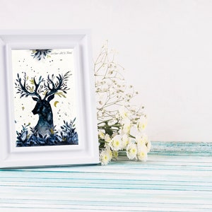 Original Aquarell Malerei, handgemalte Postkarte, Weihnachtsmanns Rentier, Winter Schnee, Urlaub, Kunst, Weihnachtsgeschenk, Andenken