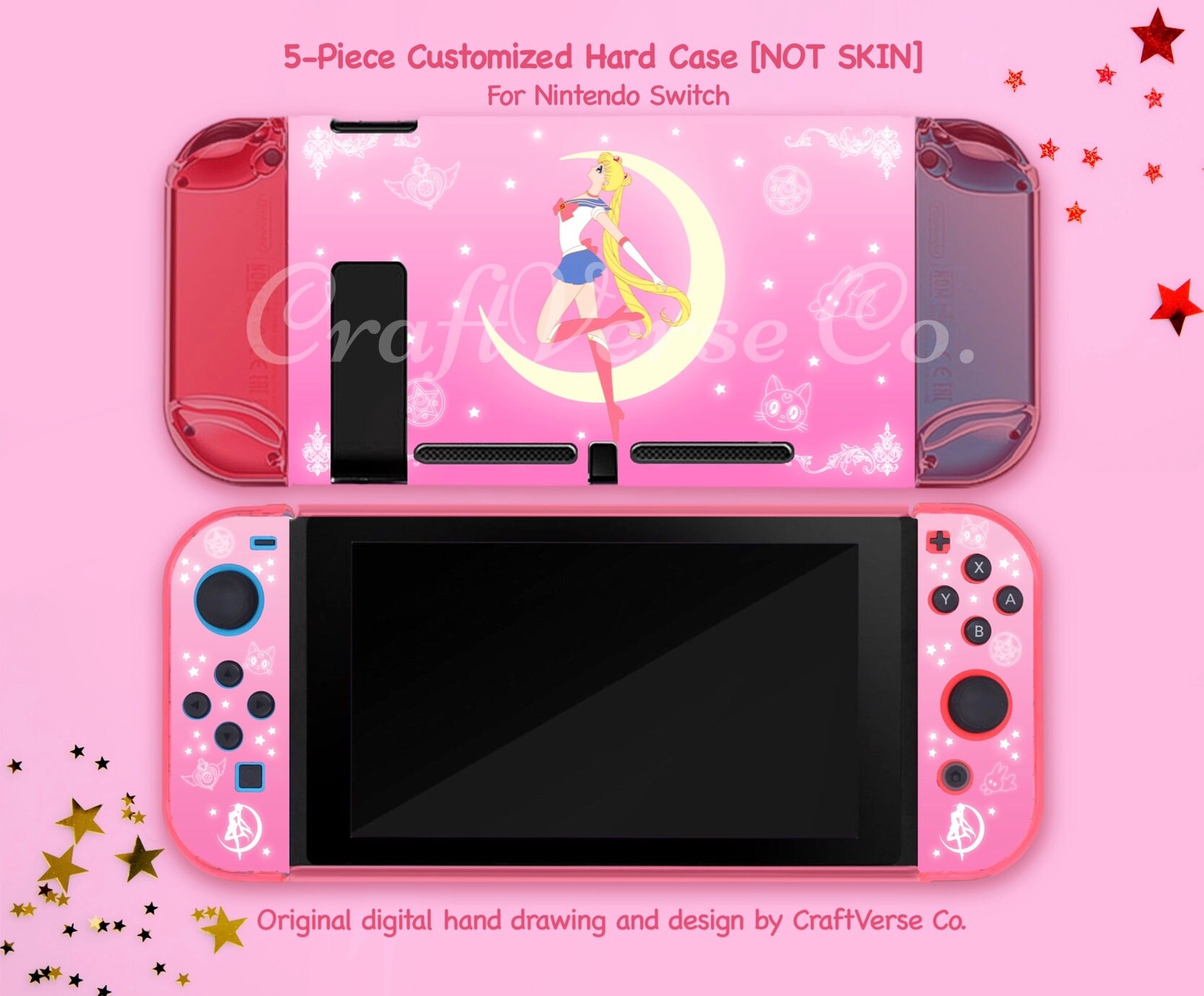 Boîtier Sailor Moon Switch Boîtier Nintendo Switch Accessoires Nintendo  Switch Étui interrupteur rose Nintendo switch skin Switch Shell -   France