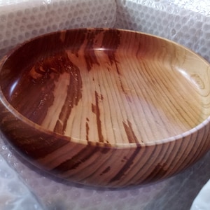 Hand turned contrasting Cherry hardwood bowl approx. 11.00&quot; diameter x 2.50&quot; deep. No 170.