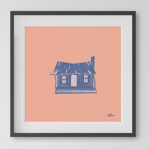 Evil Dead Art Print / Cabin / Bruce Campbell / Ash Haunted House Horror Movie Poster - Creepy Film Artwork for Halloween Decor - Eerie dark